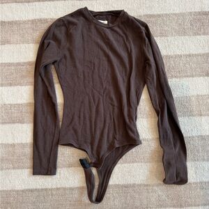 Madewell Brown Long Sleeve Bodysuit